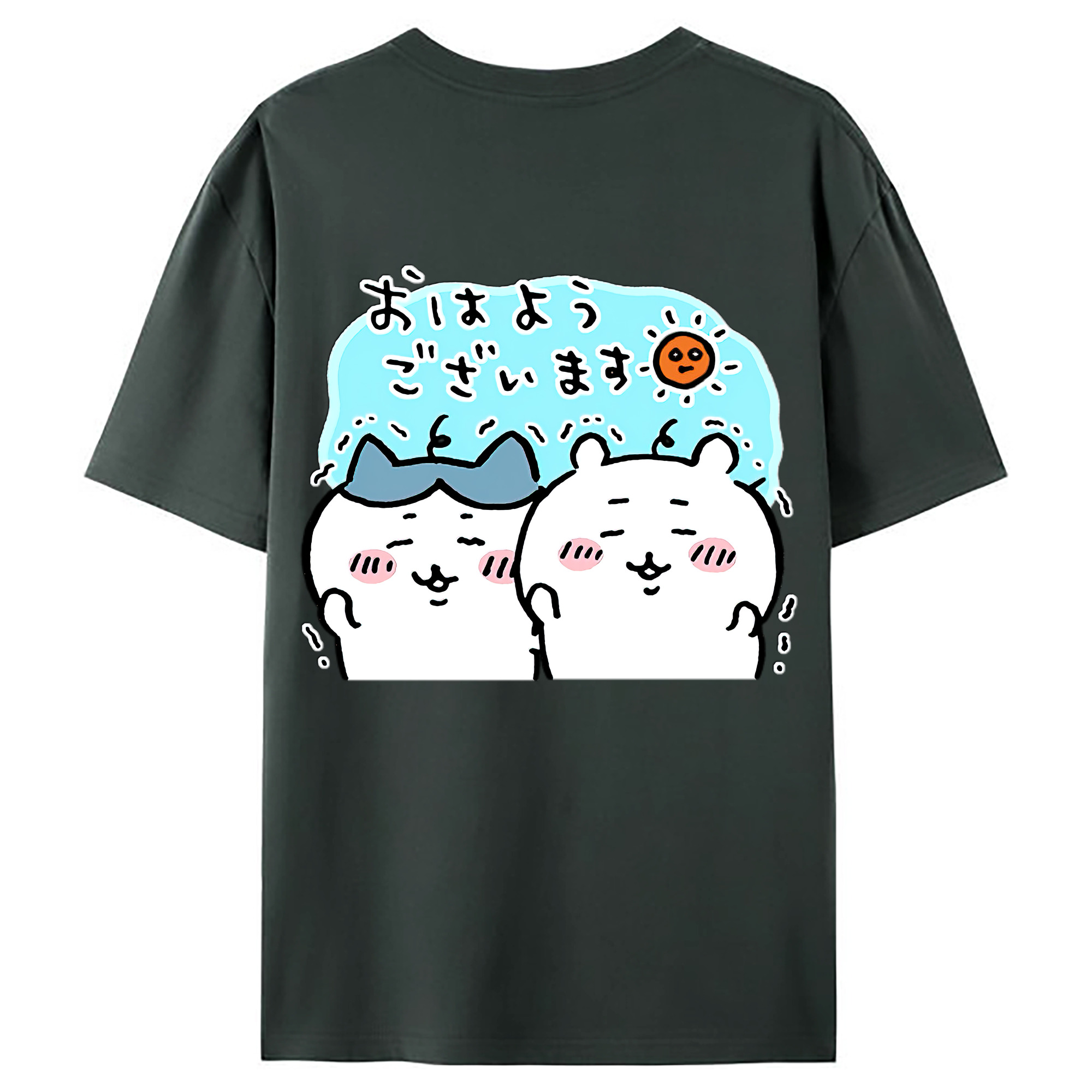 （画像用） ちいかわ ハチワレ Chii-kawa hachiware 綿100％ メンズ半袖Tシャツ（バックプリント） 通気性